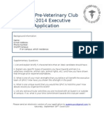 Queen's Pre-Veterinary Club 2013-2014 Executive Application