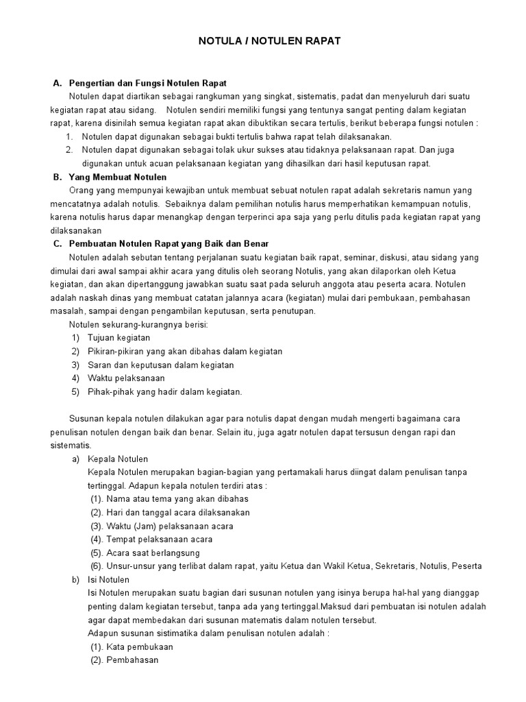 Panduan Lengkap Notulen Rapat | PDF | Karier & Perkembangan