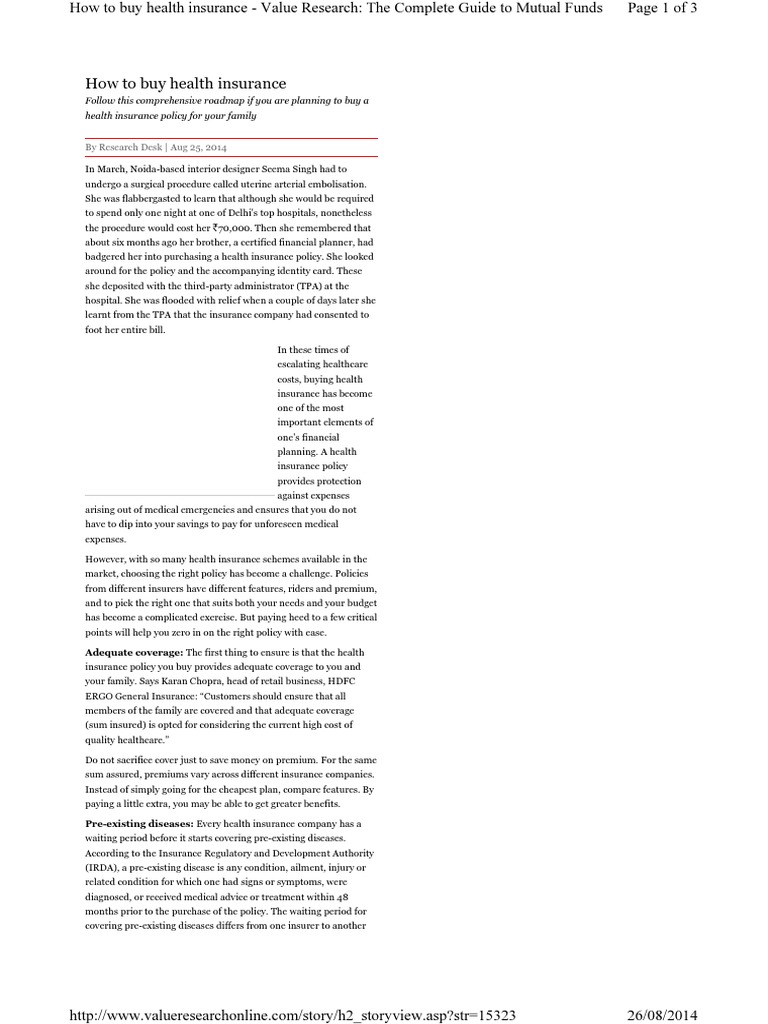 Essential Guide to Buying Health Insurance | PDF | Insurance | Hospital