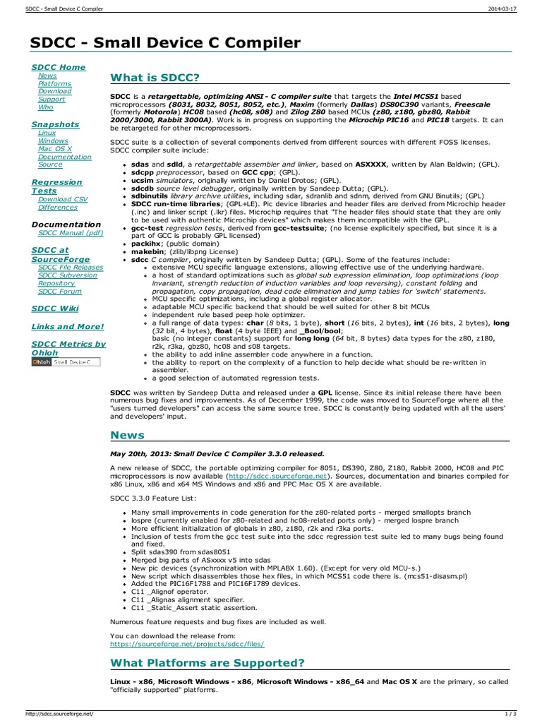 SDCC: Small Device C Compiler Overview | PDF | Linux | Linux Distribution