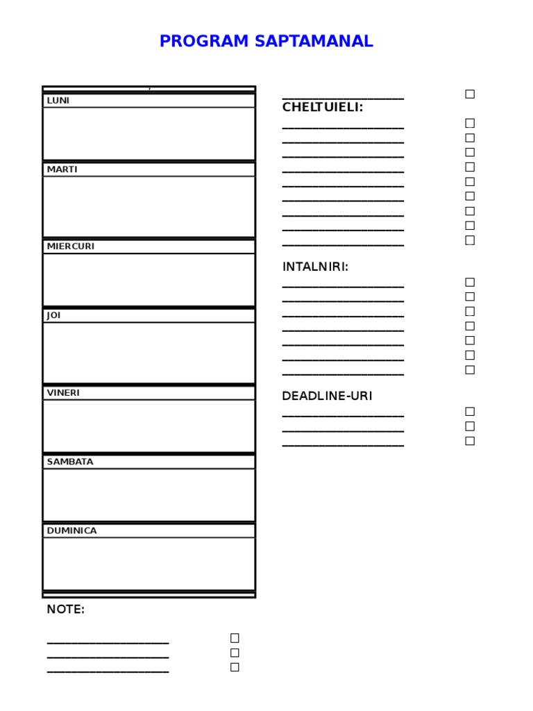 Program Saptamanal: Intalniri | PDF