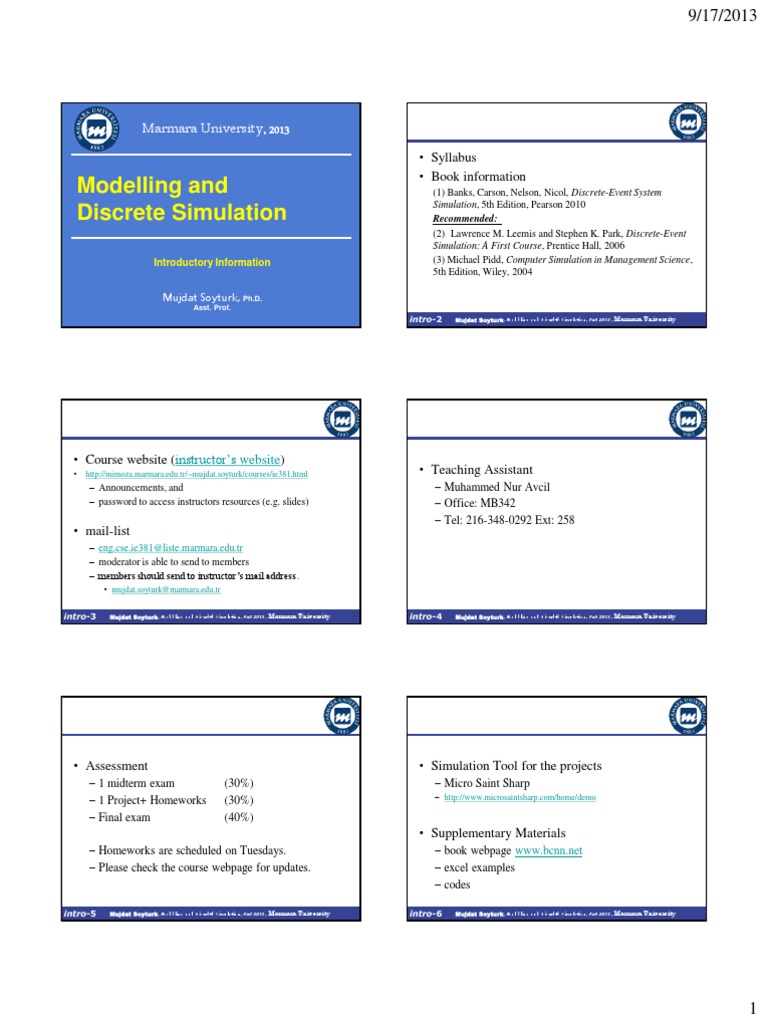Modeling and Discrete Simulation Course | PDF