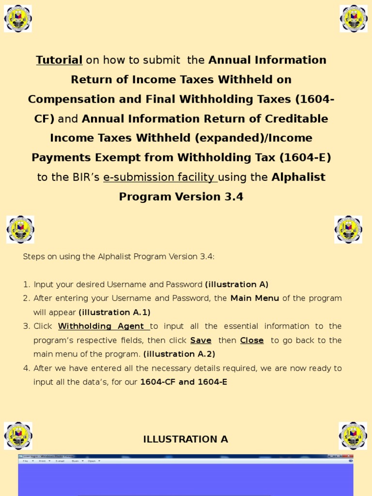 Guide to Submitting Annual Income Tax Returns (1604-CF and 1604-E) to ...