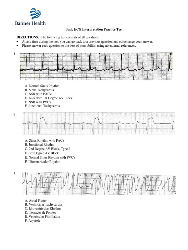 Basic Ecg Interpretation Practice Test V 1 Electrocardiography Cardiovascular Physiology