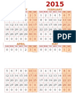 2015 Calendar with Months and Dates