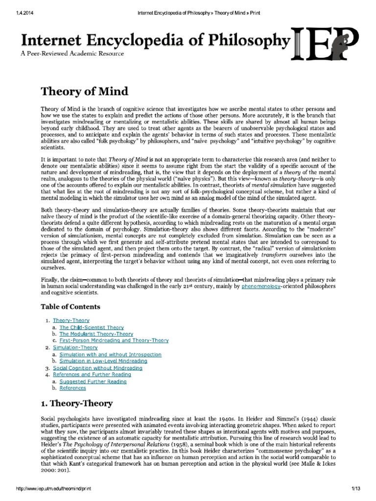 Theory of Mind | PDF