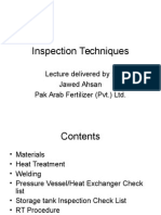 Inspection Techniques: Lecture Delivered By: Jawed Ahsan Pak Arab Fertilizer (PVT.) LTD