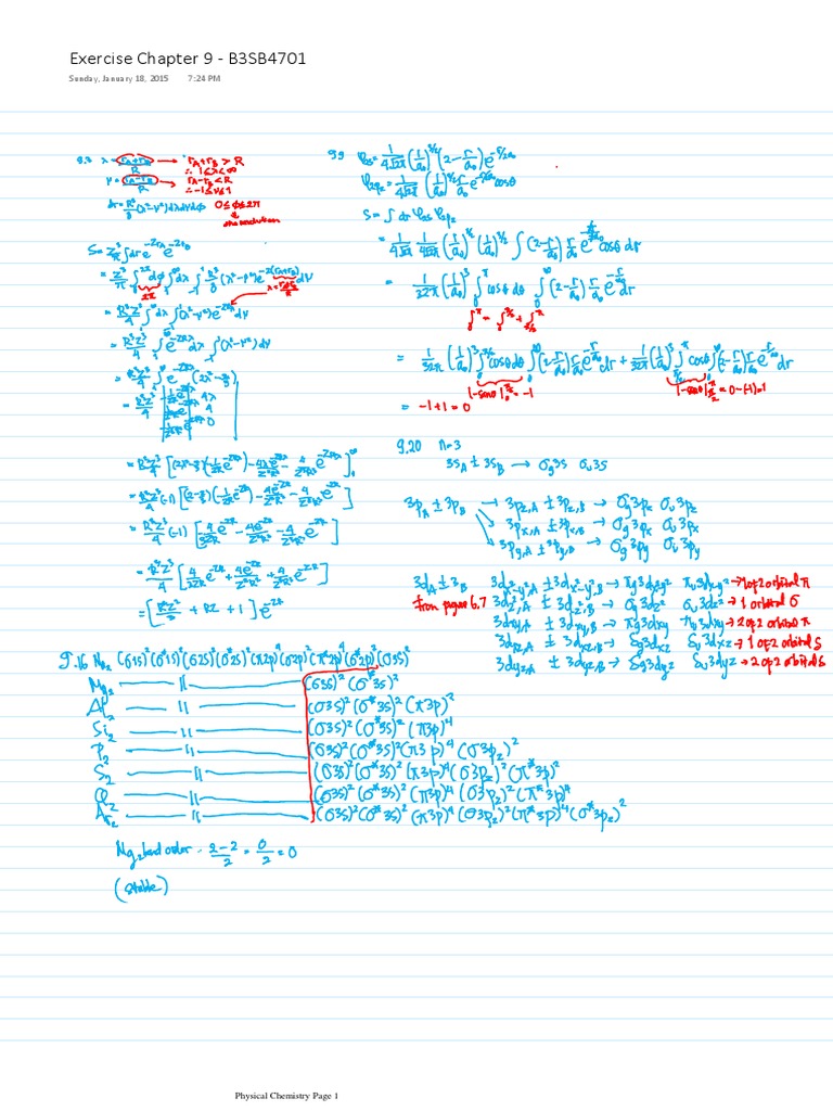 Physical Chemistry Exercise Chapter 9 | PDF
