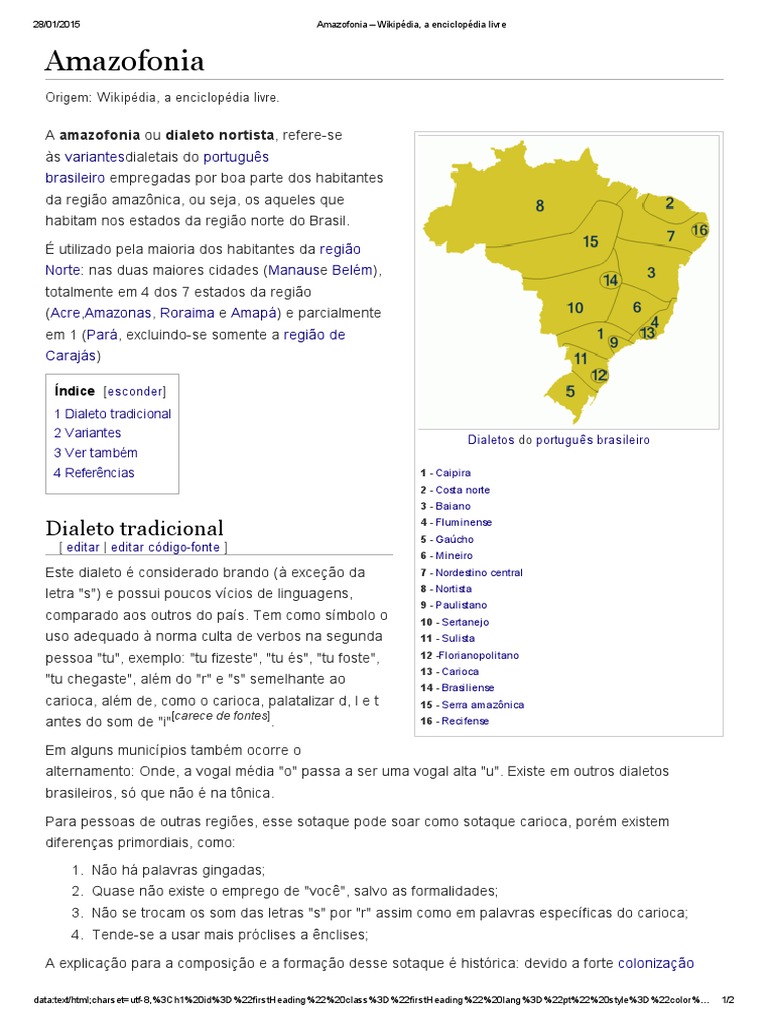 Características e variantes do dialeto amazônico no norte do Brasil ...