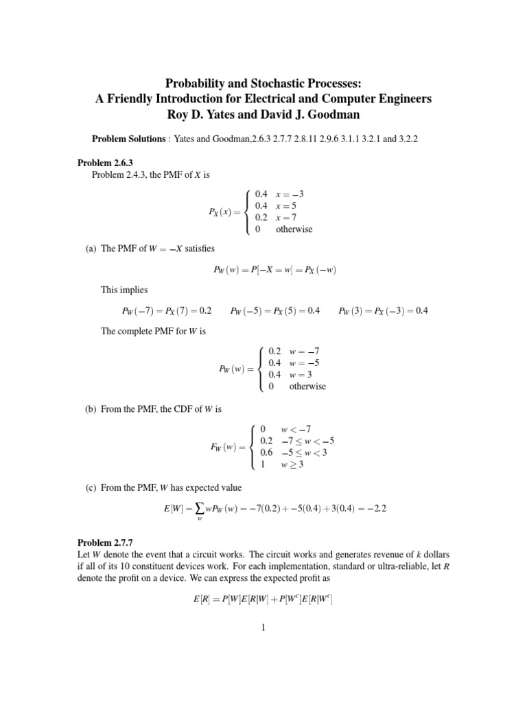 Probability and Stochastic Processes: A Friendly Introduction | PDF ...