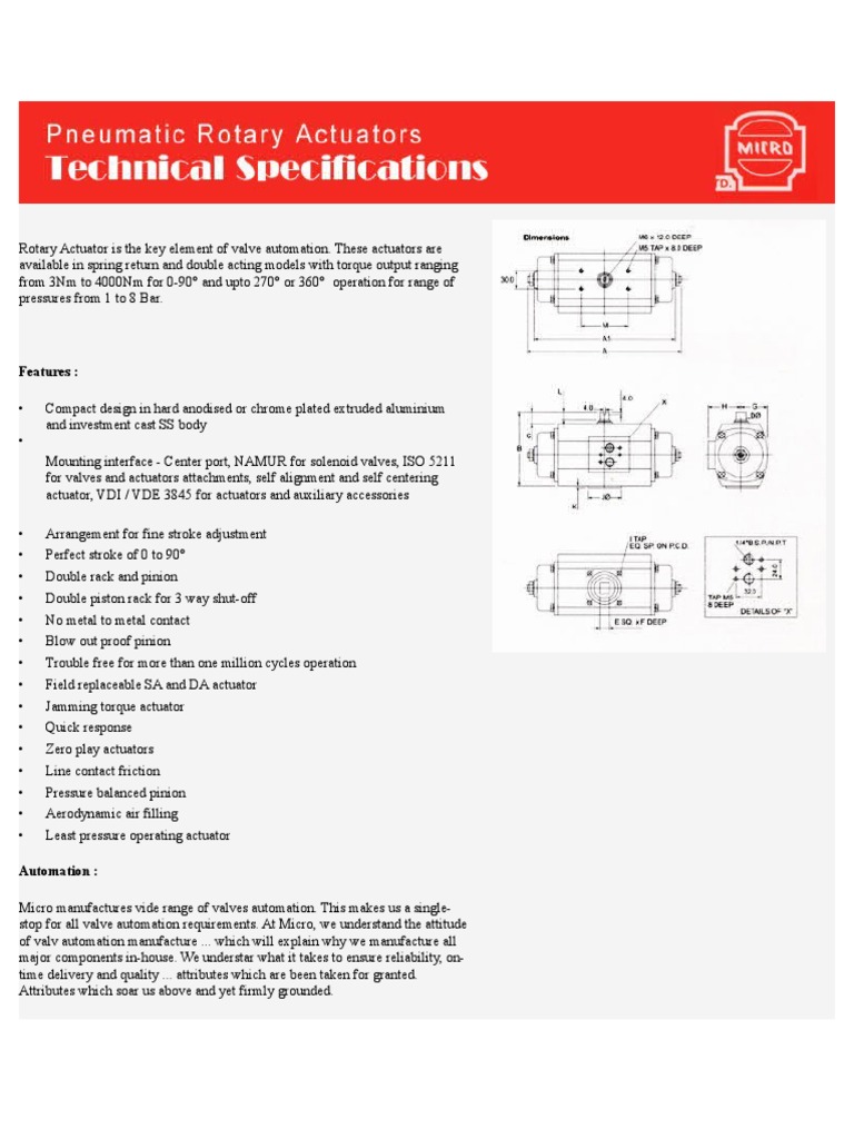 Micro Pneumatics Rotary Actuators | PDF | Actuator | Machines