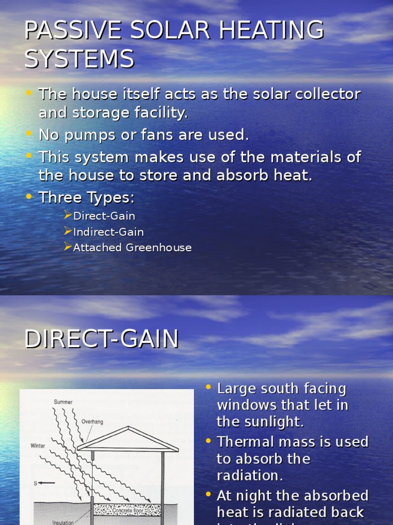 Passive Solar Heating Systems Overview | PDF
