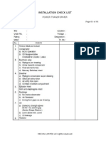 Installation Check List TRANSFORMER