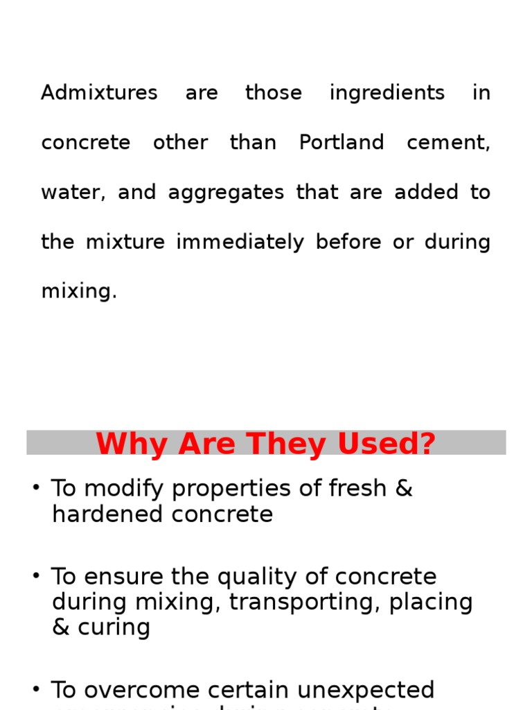 Session 3 Admixtures | PDF | Concrete | Industries