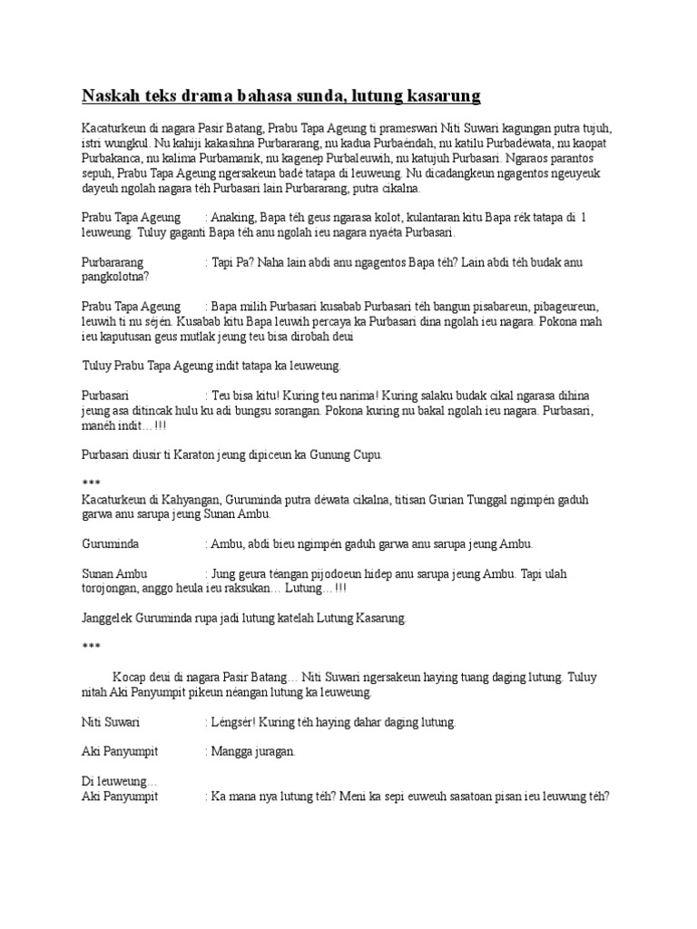 Naskah Drama Lutung Kasarung Bahasa Sunda