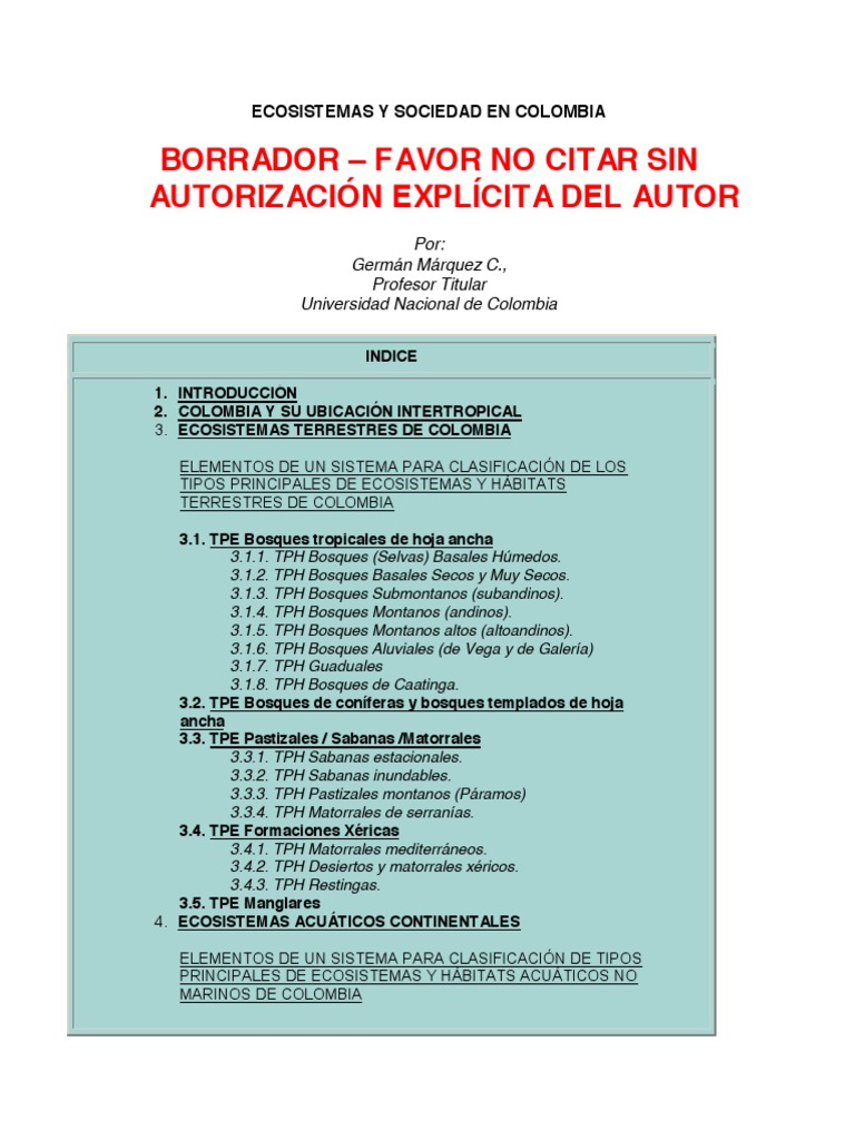 Ecosistemas colombianos Ecosistemas colombianos