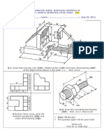 Me-156 Computer Aided Technical Drawing Ii 2010-2011 Spring Semester, Final Exam (A) Number: .. .. .Name .. : May 20, 2011