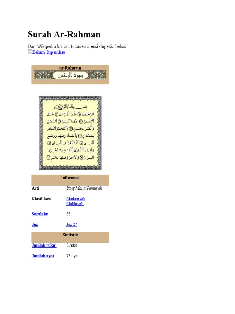 Download 81+ Contoh Surat Surat Ar Rahman Jumlah Ayat Gratis