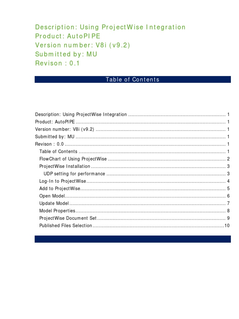 ProjectWise Integration PDF Directory Microsoft Windows
