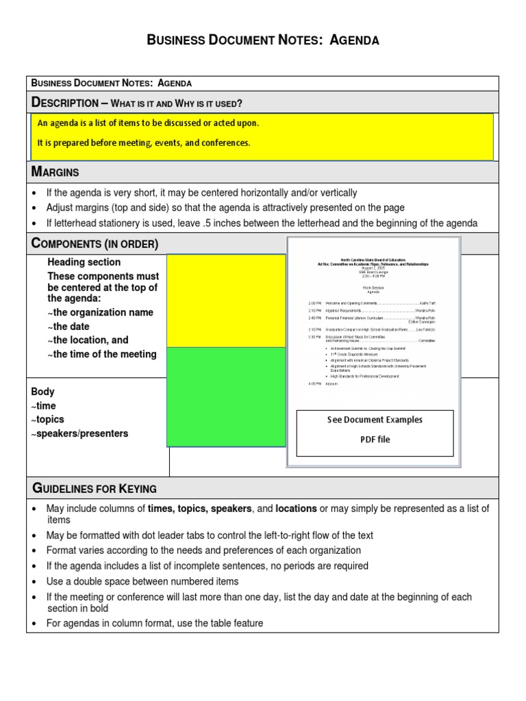 Meeting Agenda Formatting Guide | PDF | Text | Computing