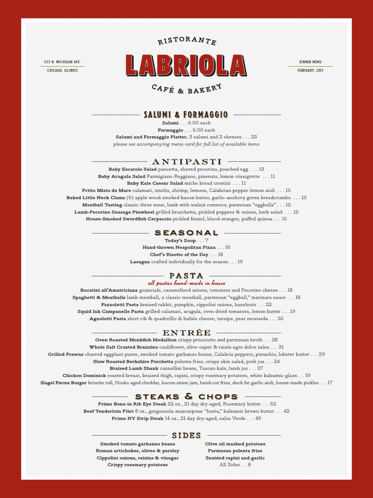 All Pastas HandMade in House Please See Menu Card For