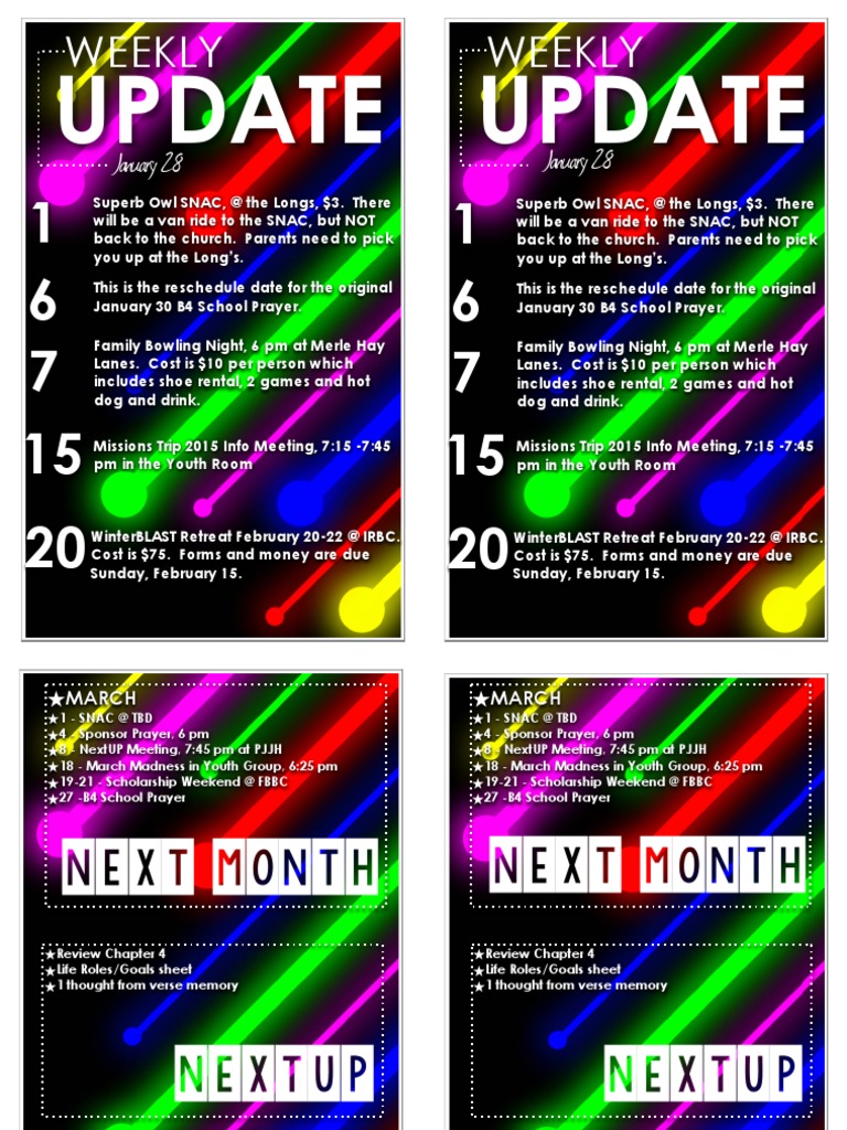 Weekly Youth Events & Updates | PDF