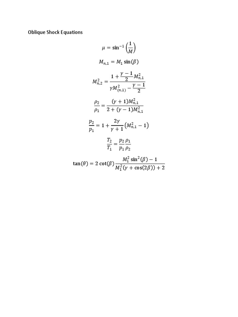 Oblique Shock Equations PDF