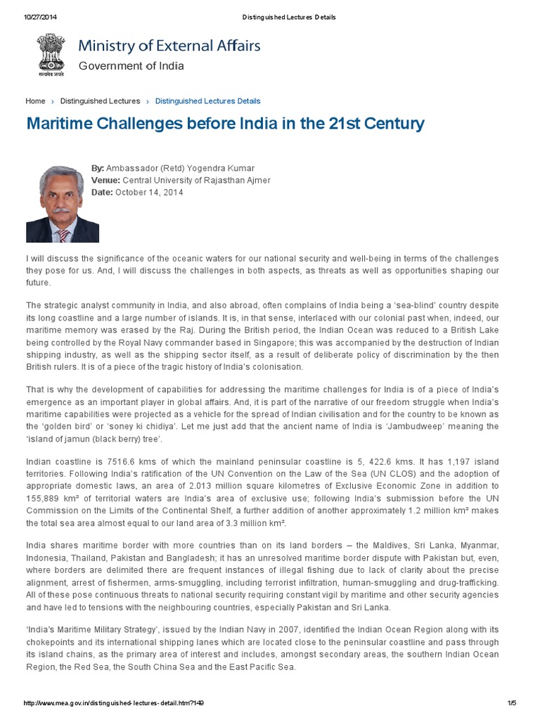 Maritime Challenge Before India | PDF | Coast Guard | International ...