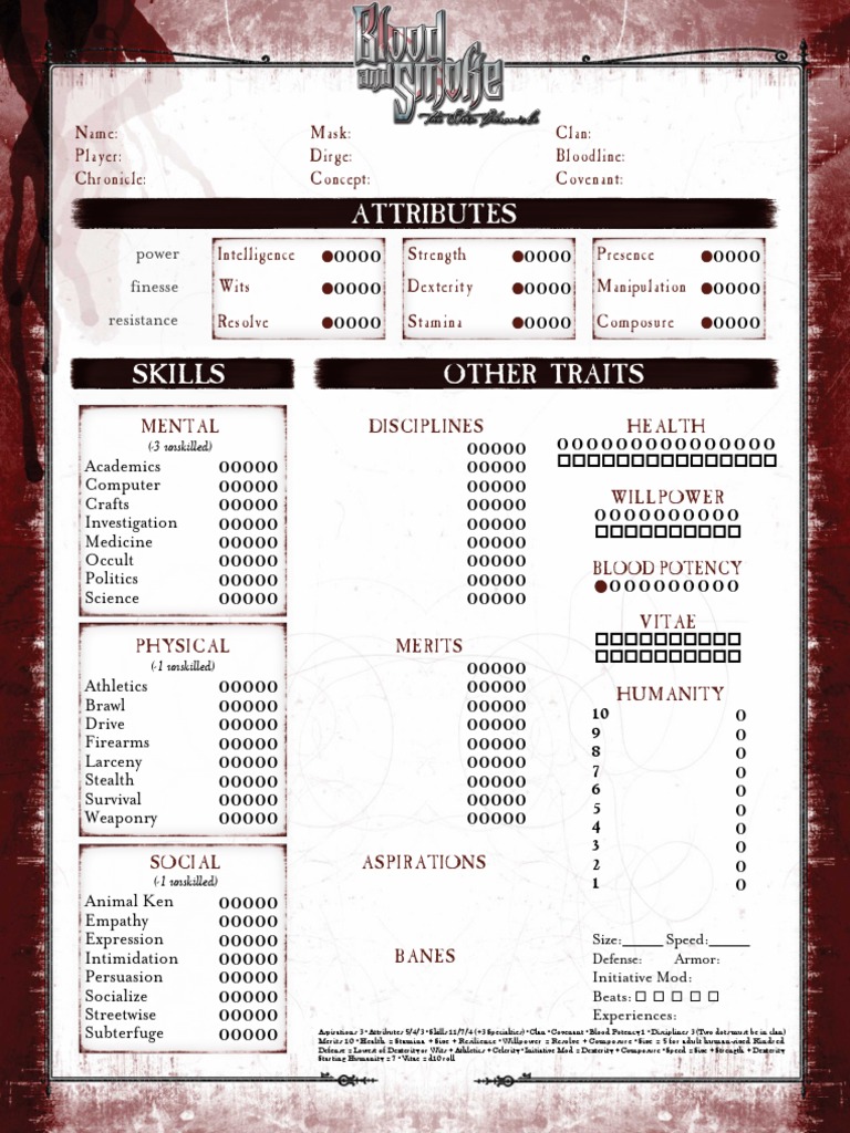 Character Sheet for RPG Attributes | PDF | Career & Growth | Games ...