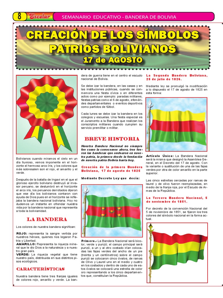 Simbolos patrios DE BOLIVIA | Bandera | Bolivia