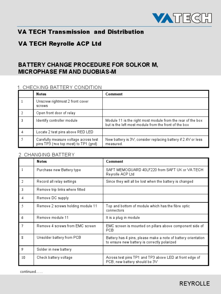 Battery Change Procedure PDF