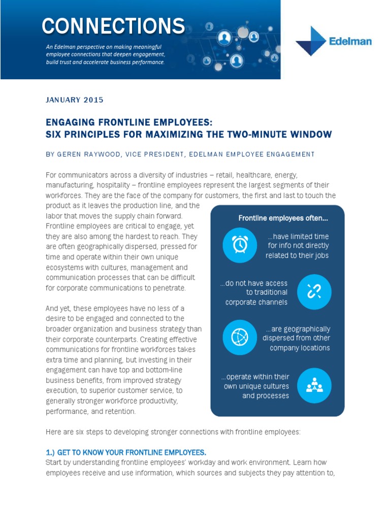 Engaging Frontline Employees Pdf Communication Information