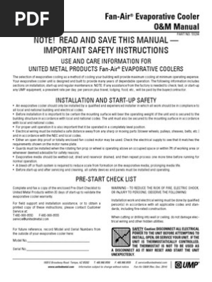 Ump Fan Air Om Manual Rev Dec 2014 Mechanical Fan Belt