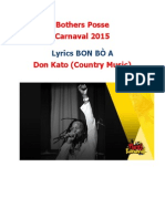 Lyrics Bothers Posse Carnaval 2015 BON BÒ A