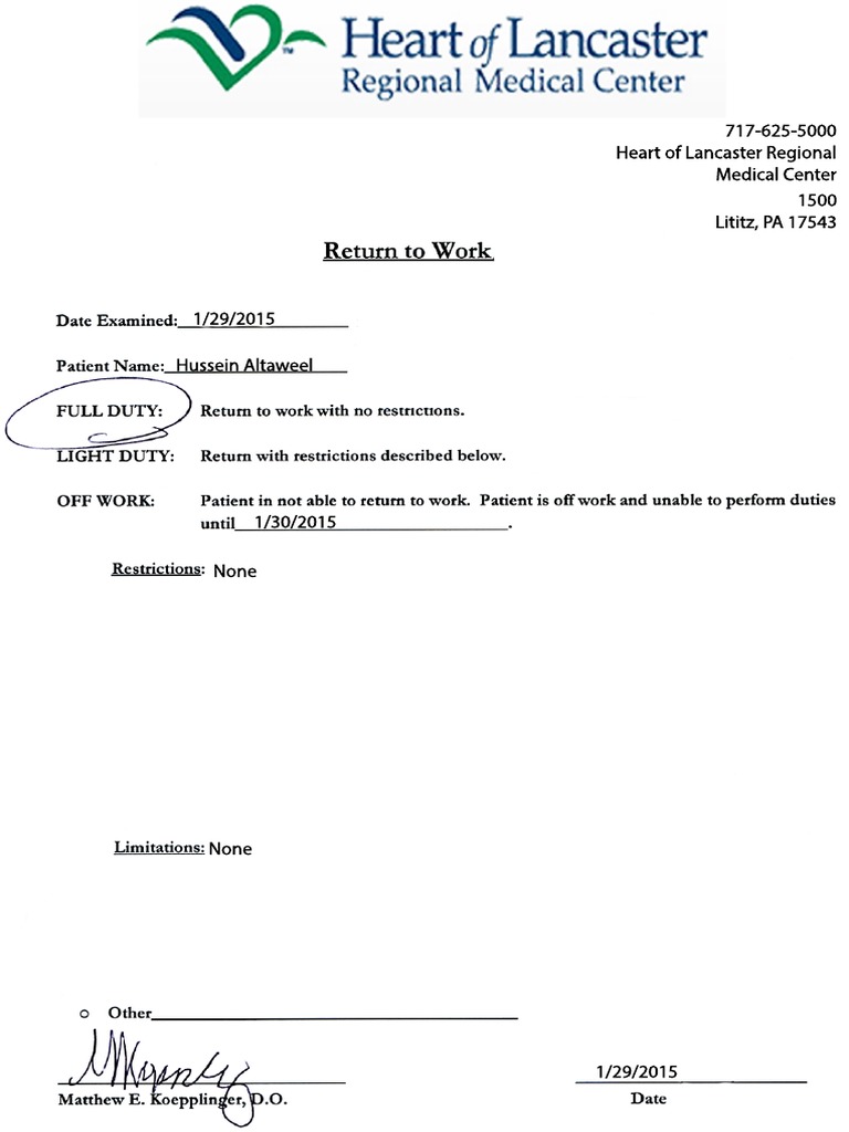 Doctors Note | PDF