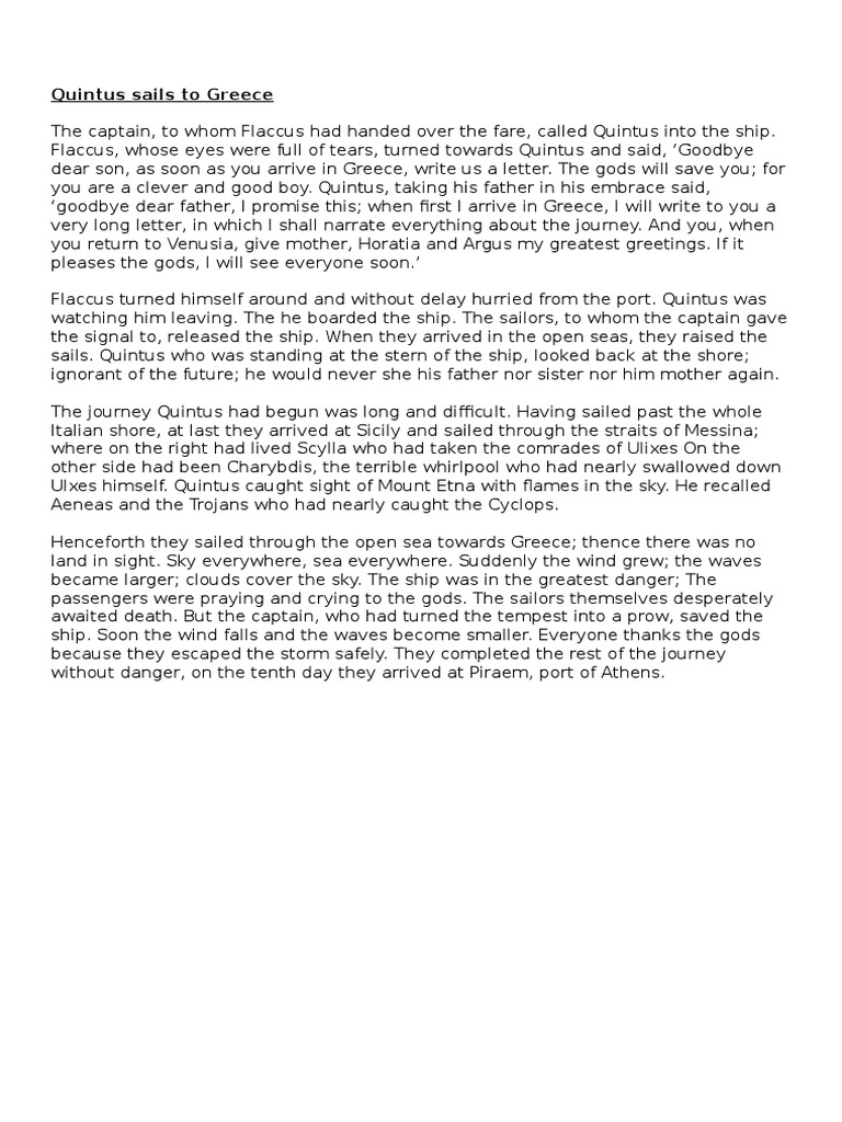 TRANSLATION Latin Chapter 28 Quintus Sails To Greece PDF