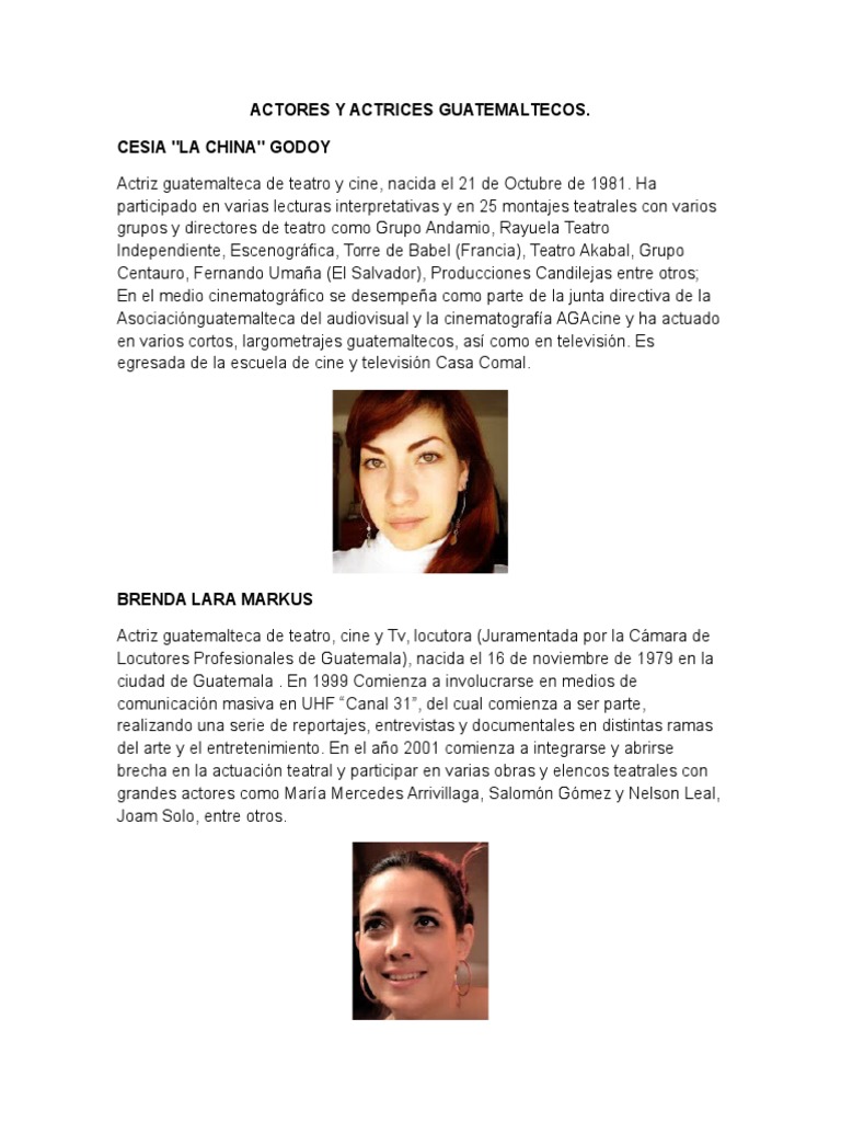 Actores y Actrices Guatemaltecos PDF Guatemala Teatro