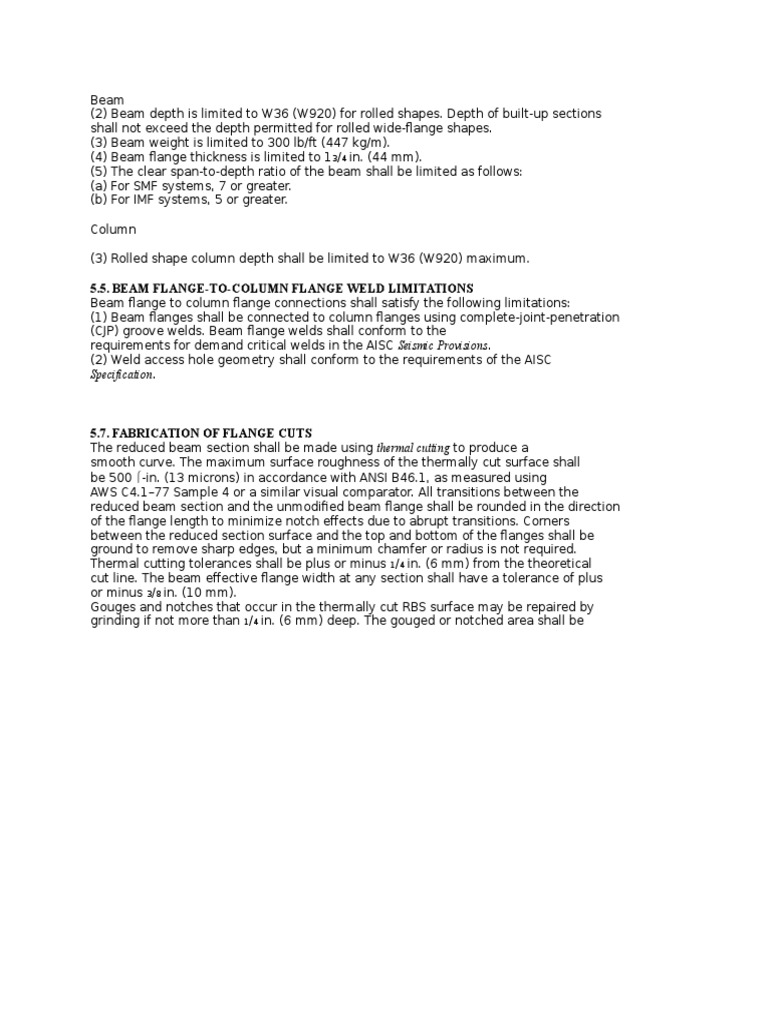 AISC 358-22 Beam Specifications | PDF | Technology & Engineering