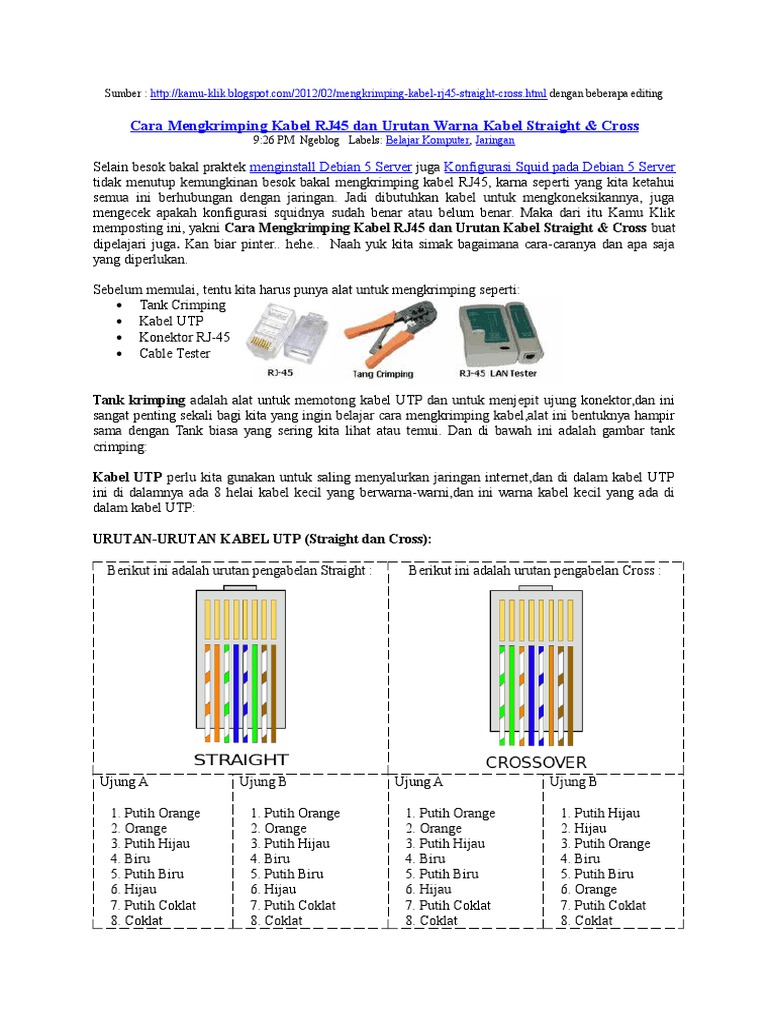 Cara Crimping Kabel RJ45 dan Urutannya | PDF