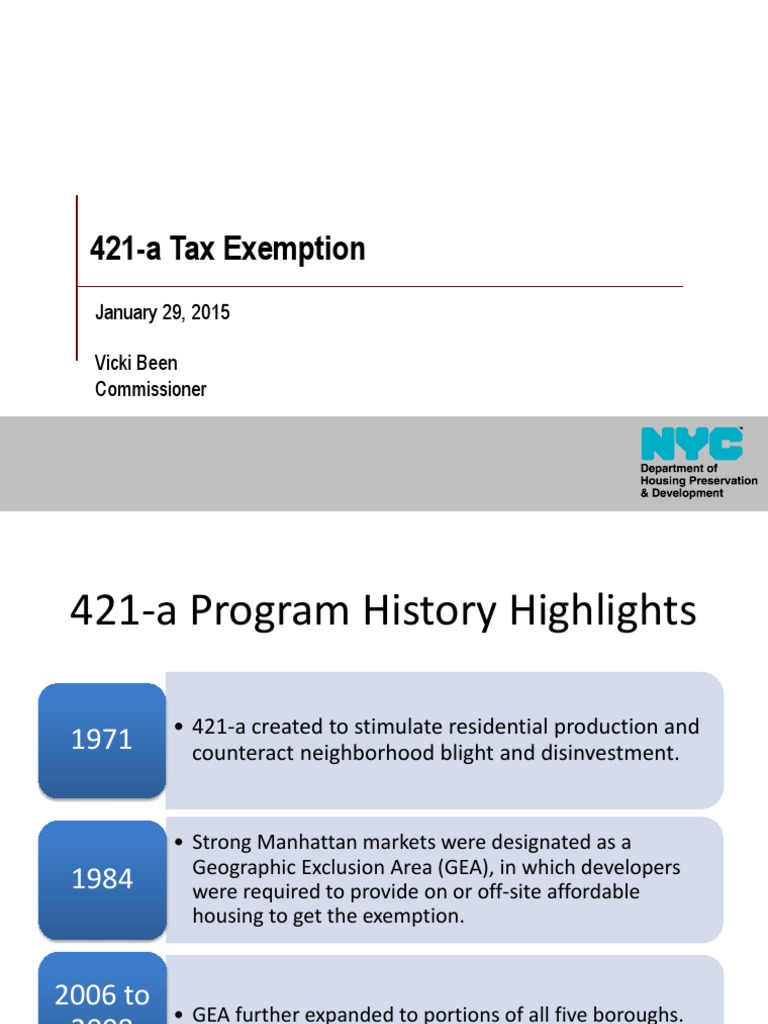 421-a Tax Exemption Overview and Impact | PDF | Borough (New York City ...