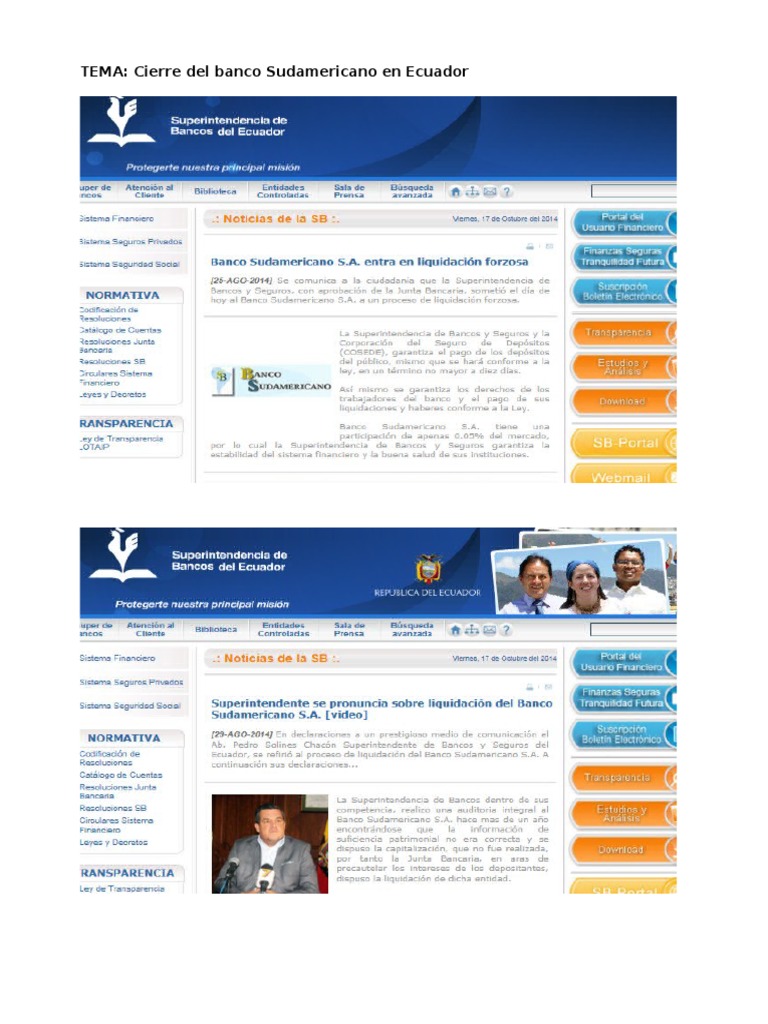Banco Sudamericano PDF Bancos Liquidación