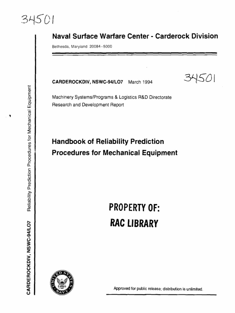 Handbook of Rel Pred Proc For Mech Equip | PDF