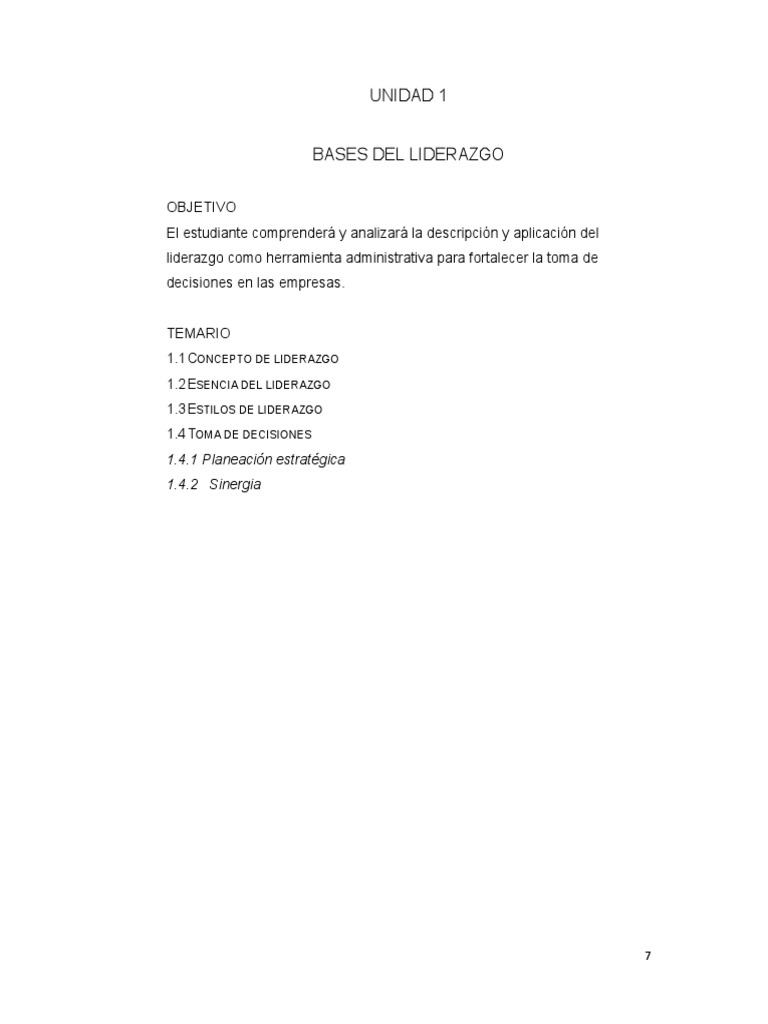 Fundamentos del Liderazgo Empresarial | PDF | Liderazgo | Toma de ...