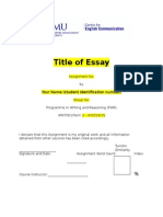 Title of Essay: Your Name (Student Identification Number)