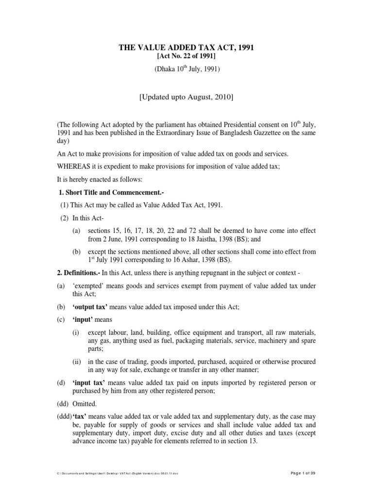 Vat Act1991 (English Version) Value Added Tax Invoice