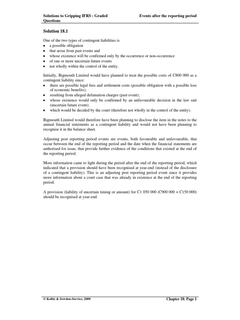 SOLUTION OF QUESTIONS OF IAS-10 (Adjusting Events) | PDF ...