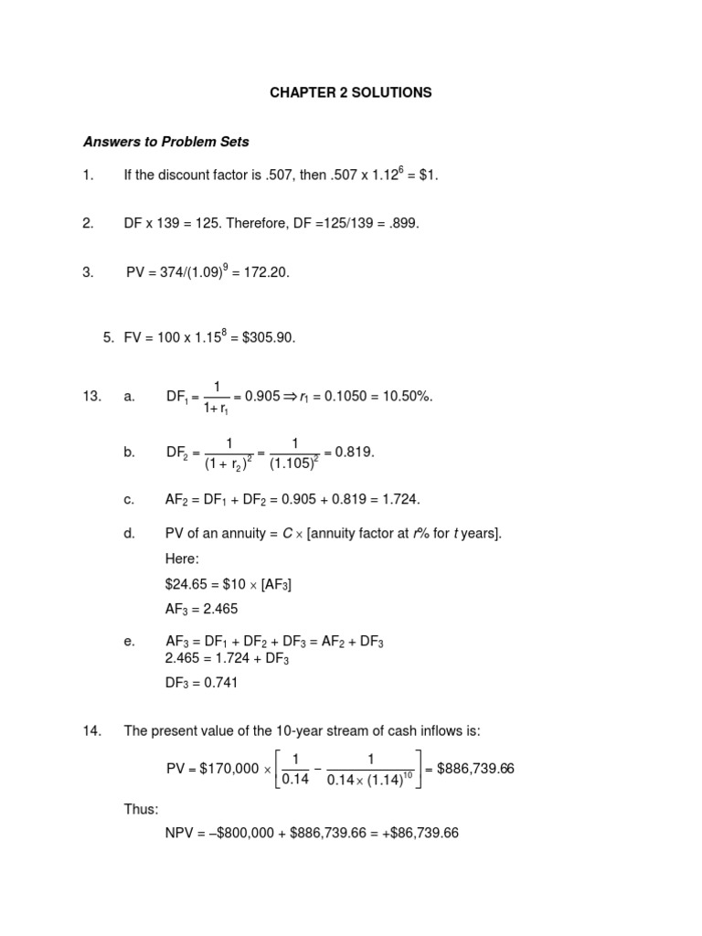 Corporate Finance Problem Solutions | PDF | Present Value | Inflation