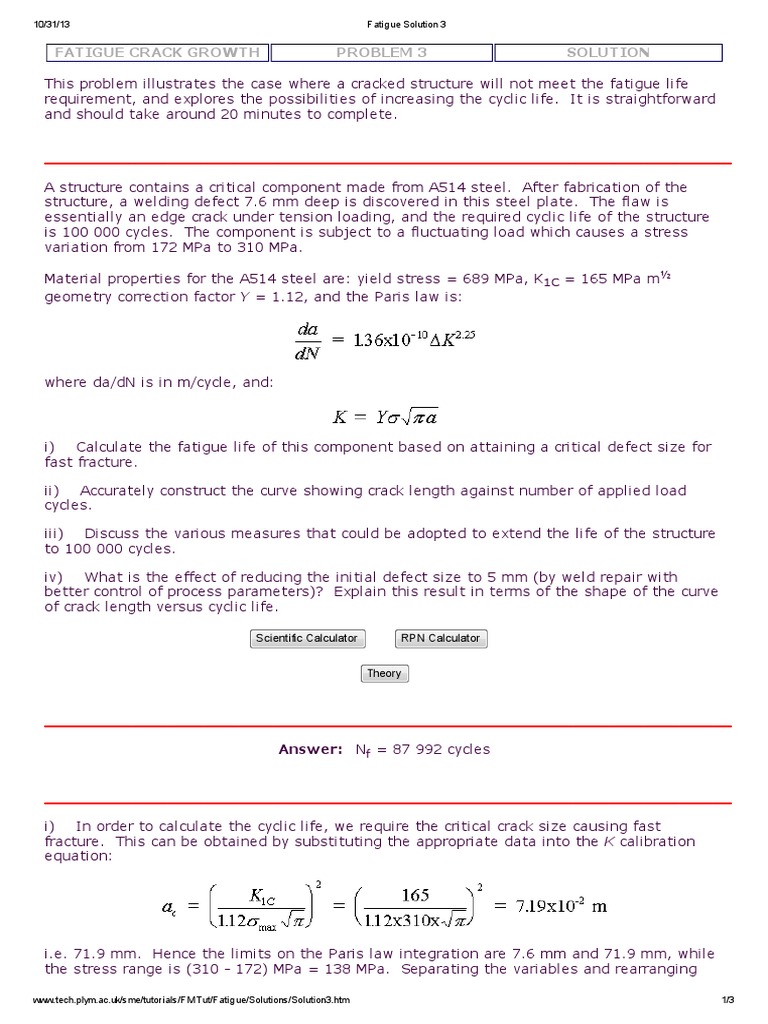 Fatigue Life Analysis of Cracked RCC Beam | PDF | Fatigue (Material ...
