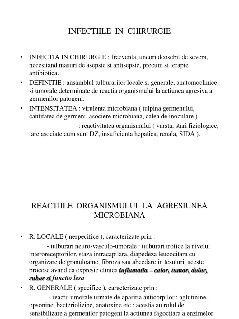 Infectiile in Chirurgie | PDF