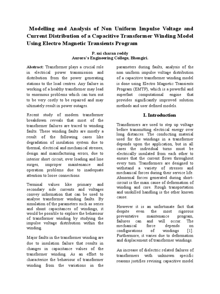 Impulse Voltage Analysis in Transformers | PDF | Transformer | Inductor